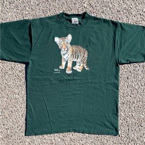 Vtg 90s Bengal Tiger Cub Nature Tee XL Alore Made in USA 1999